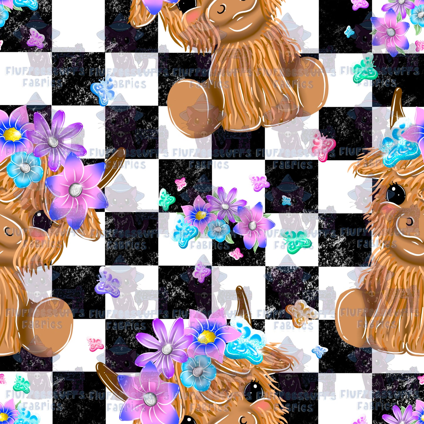 Adorable Highland Cow Checker