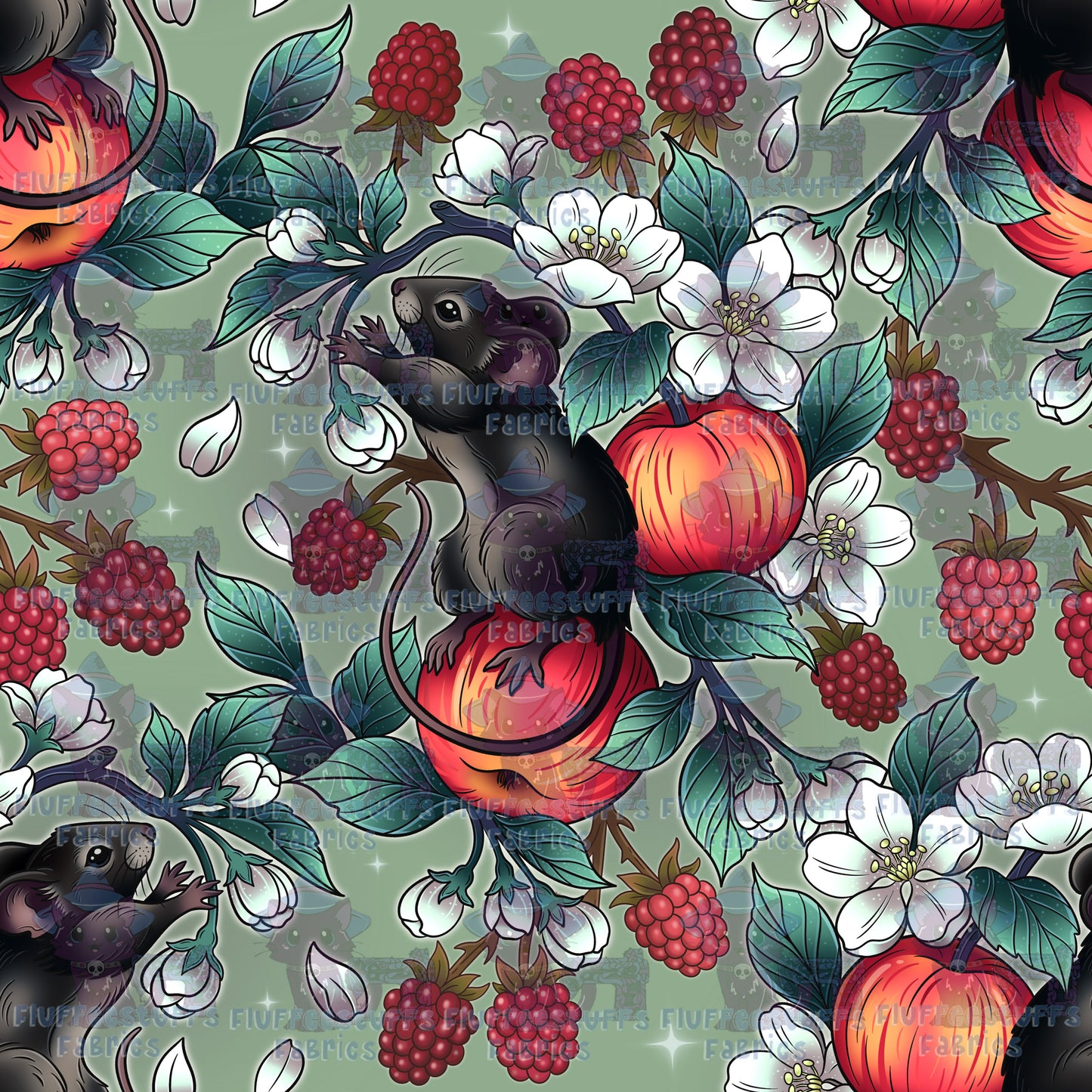AmberLily Garden Rats Black and Sage