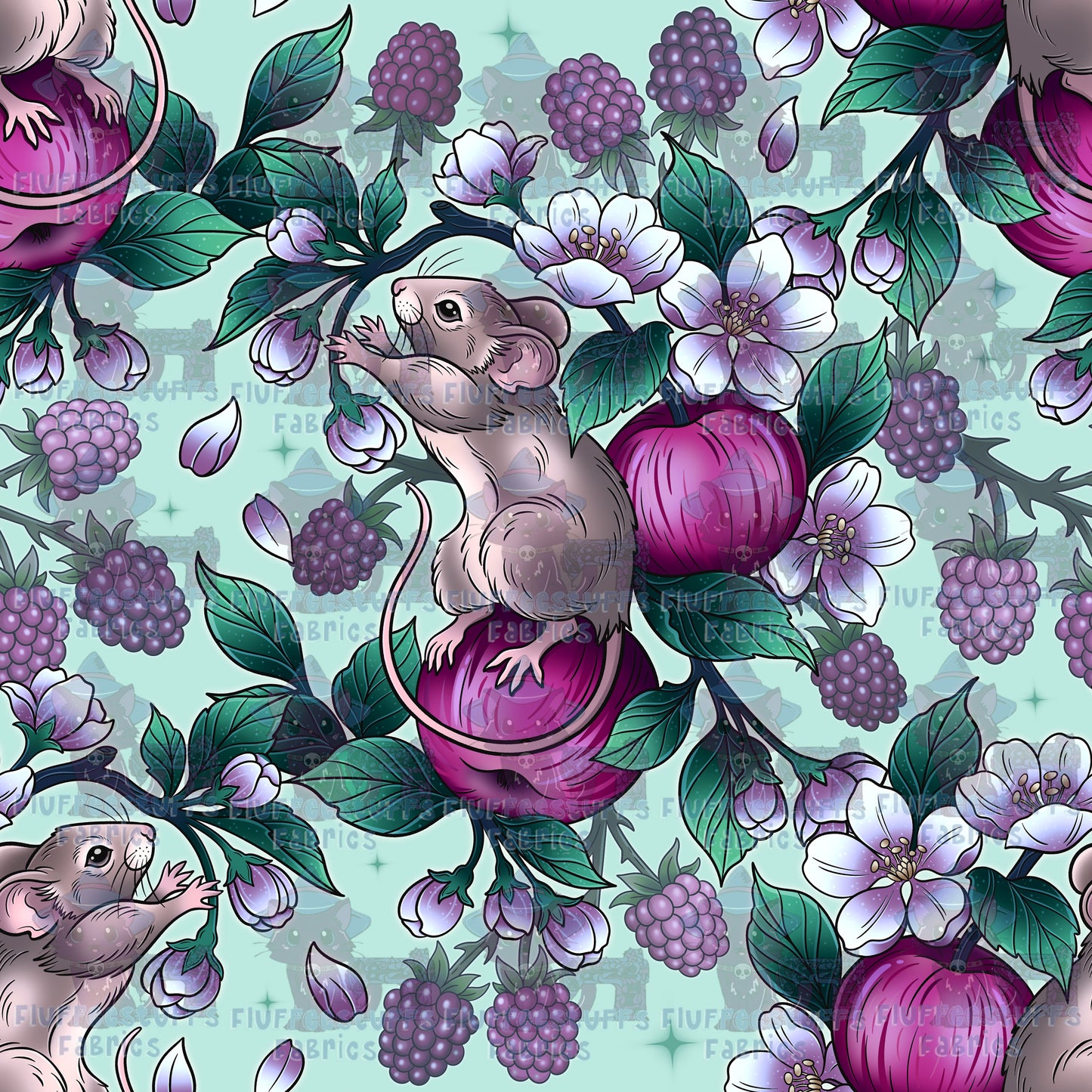 AmberLily Garden Rats Sky and Silver