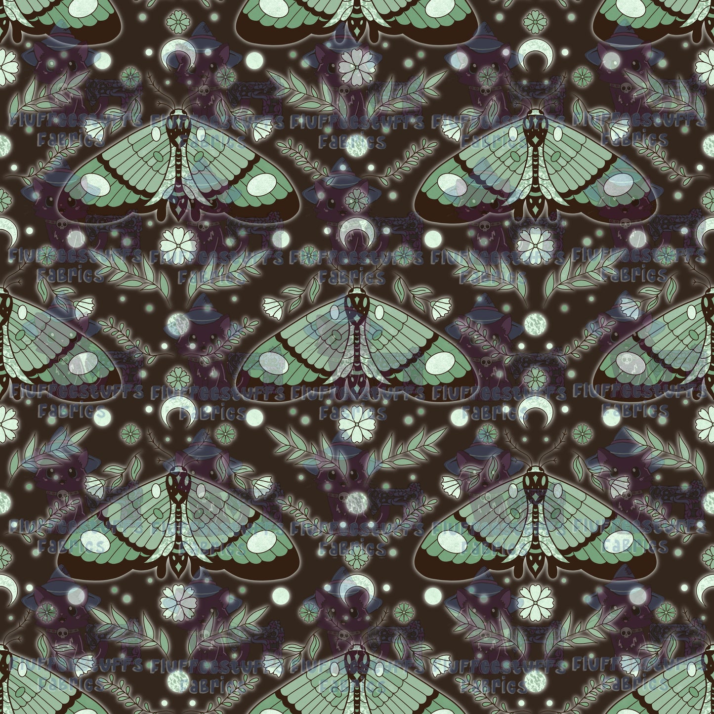 AmberLily Moonlit Moths Green