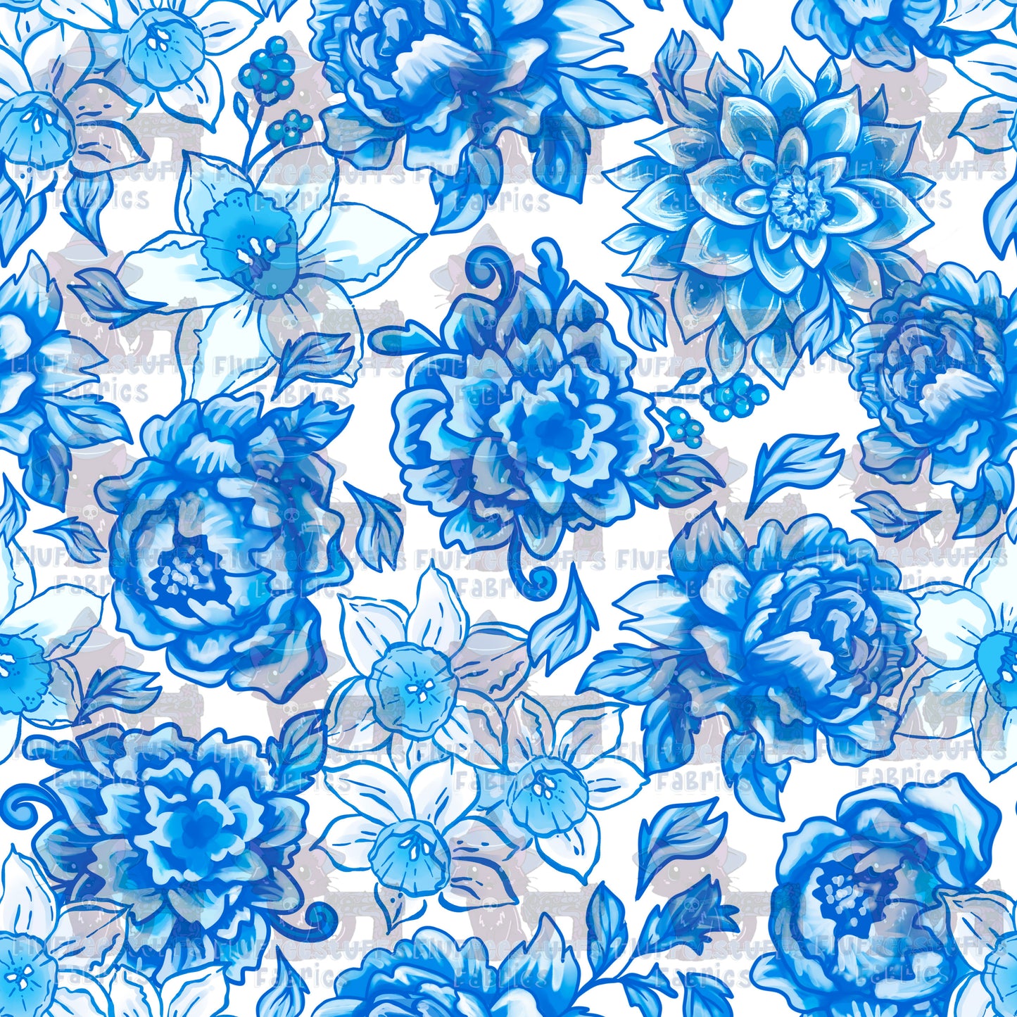 Blue Porcelain Hex Garden B