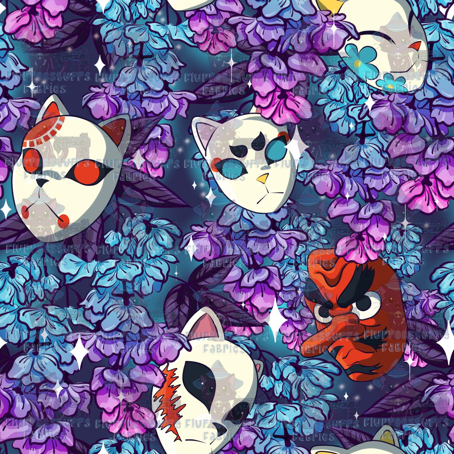 Demon Killer Masks and Flowers