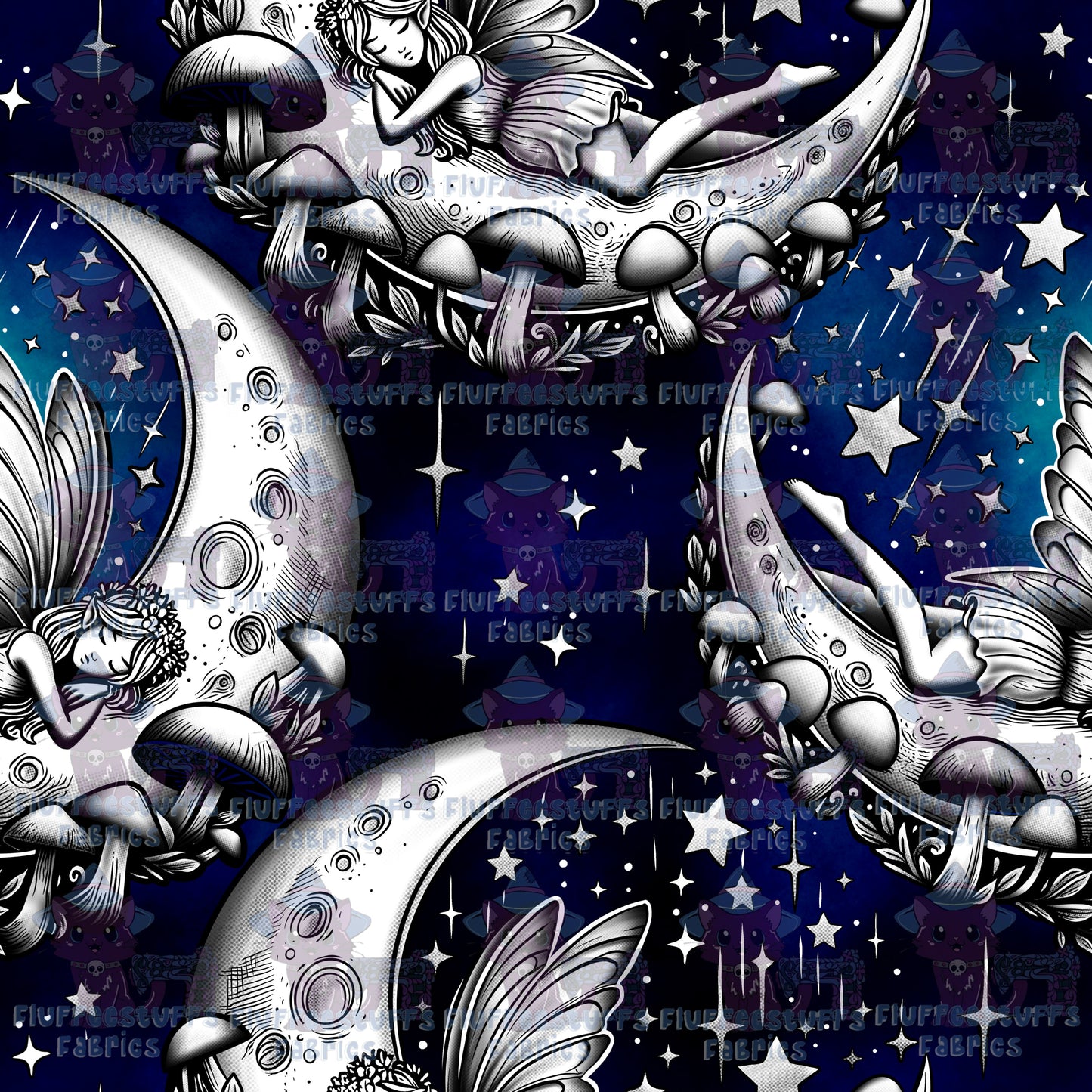 Monochrome Sleepy Moon Fairy