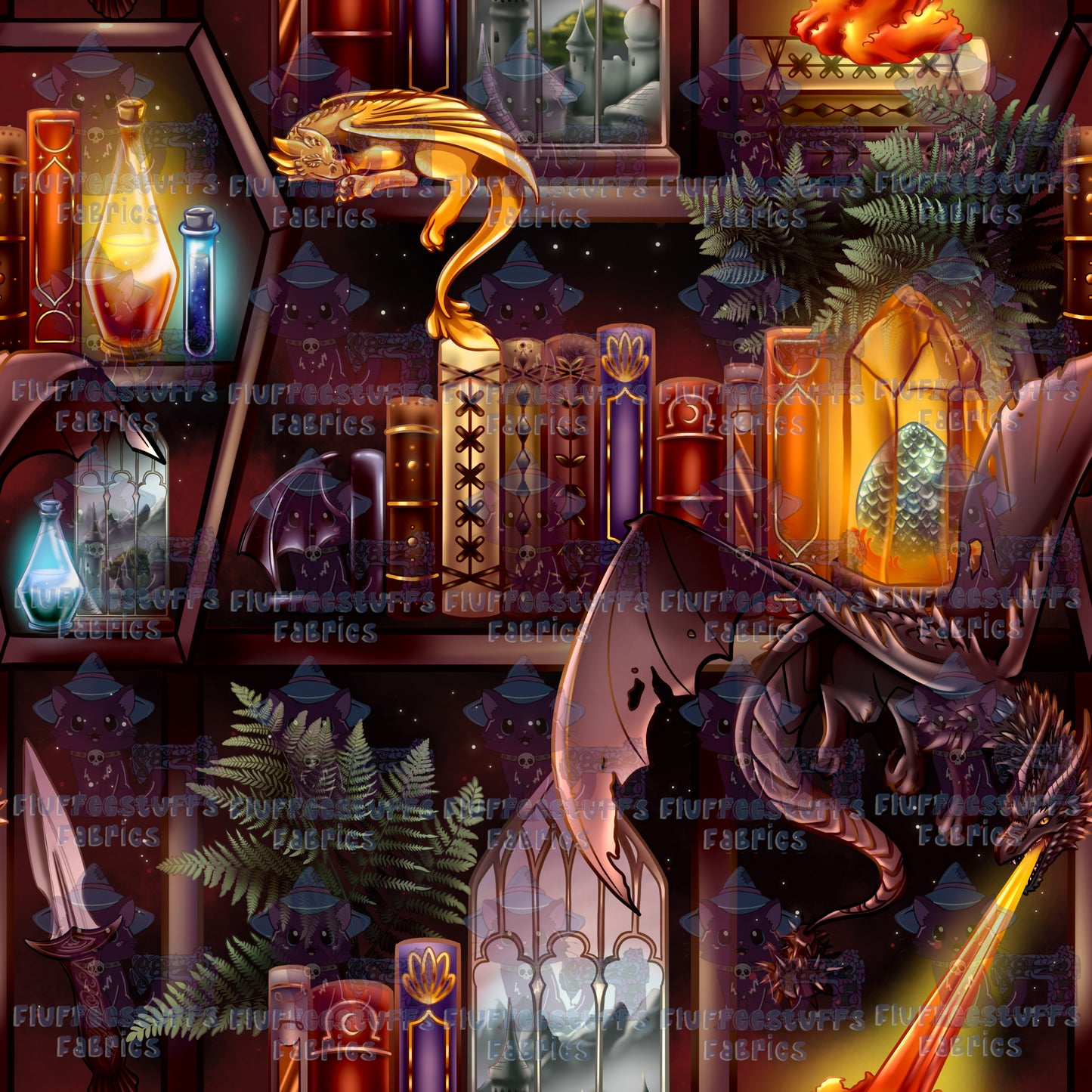 Library Shelves Radiant Dragons