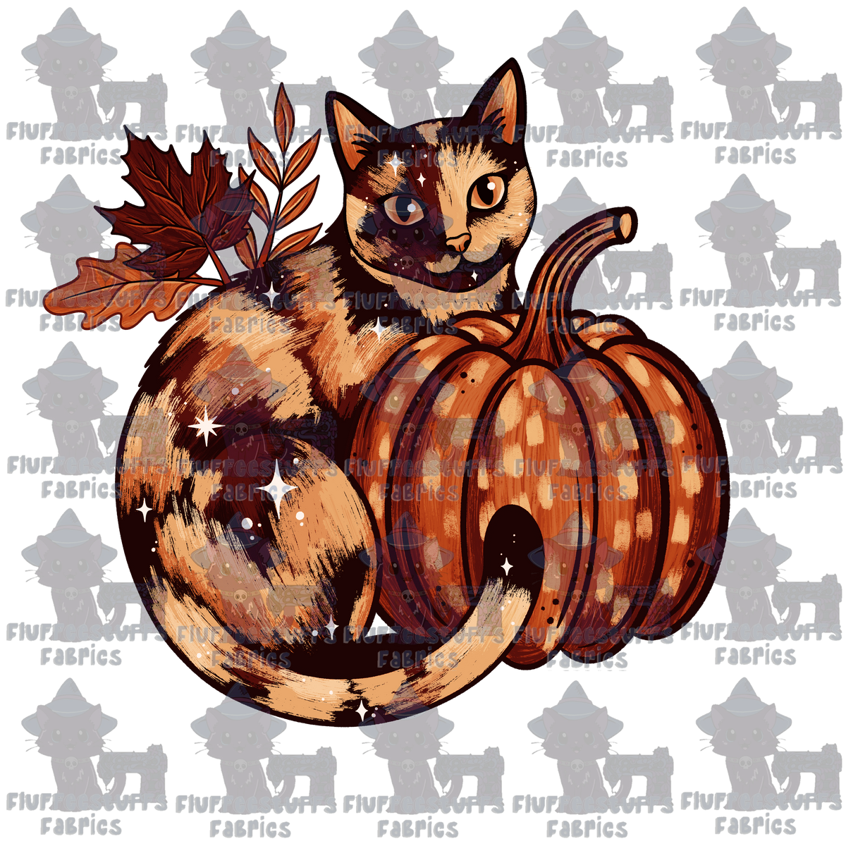 Panel Calico Kitty Pumpkin B