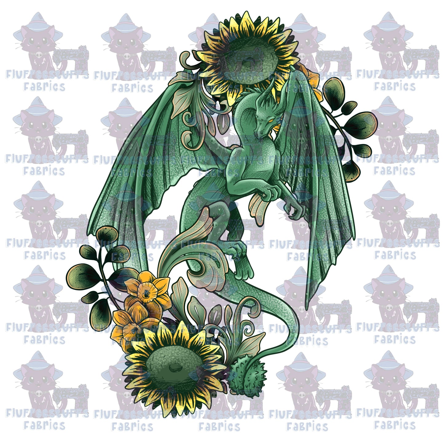 Panel Dragon Green Club Tail