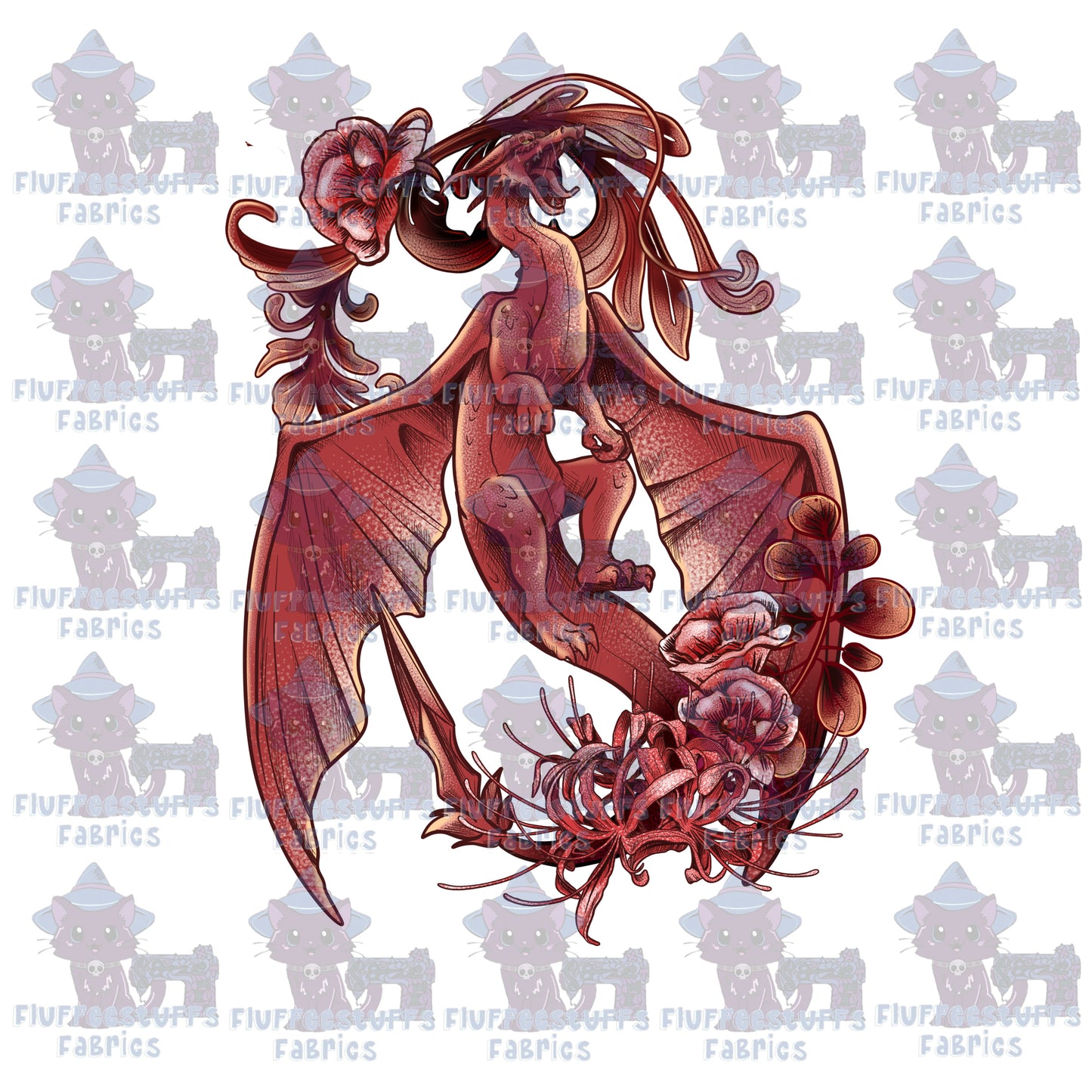 Panel Dragon Red Sword Tail