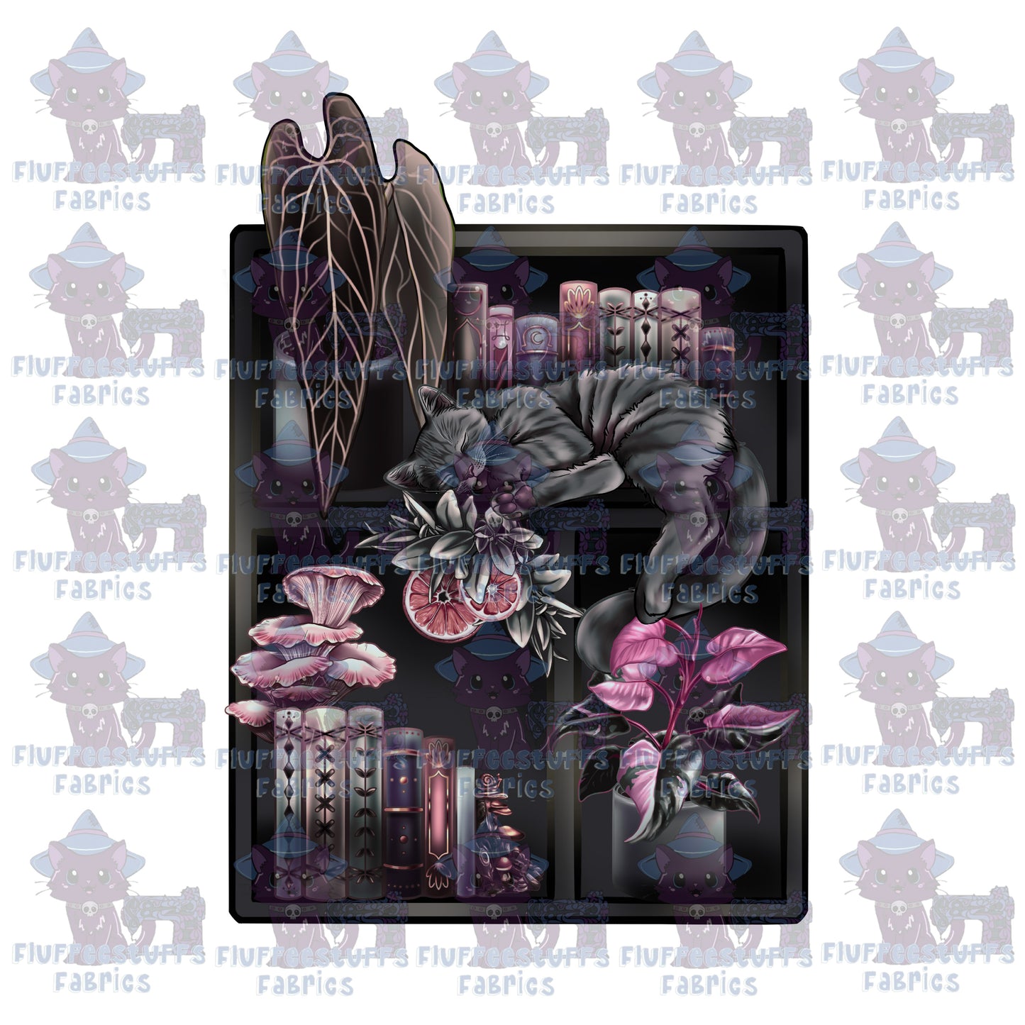 Panel Library Shelves Black Kitty