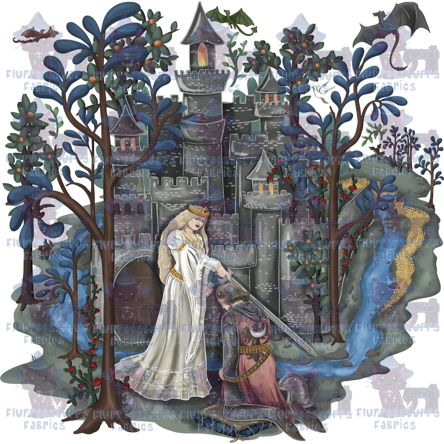 Panel Vintage Tapestry Making a Knight