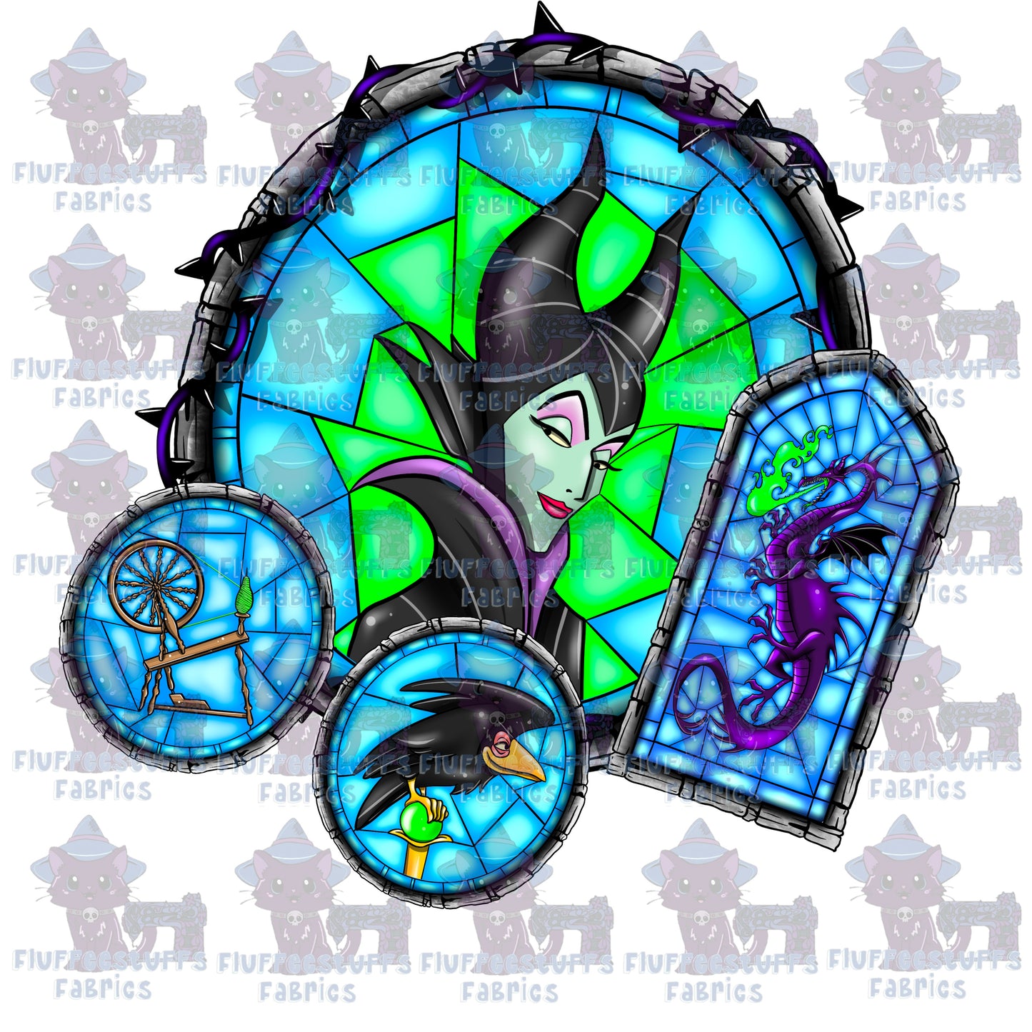 Panel Stained Glass Dragon Sorecess