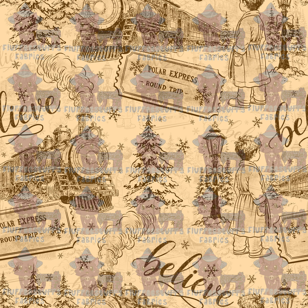 Parchment Christmas Train