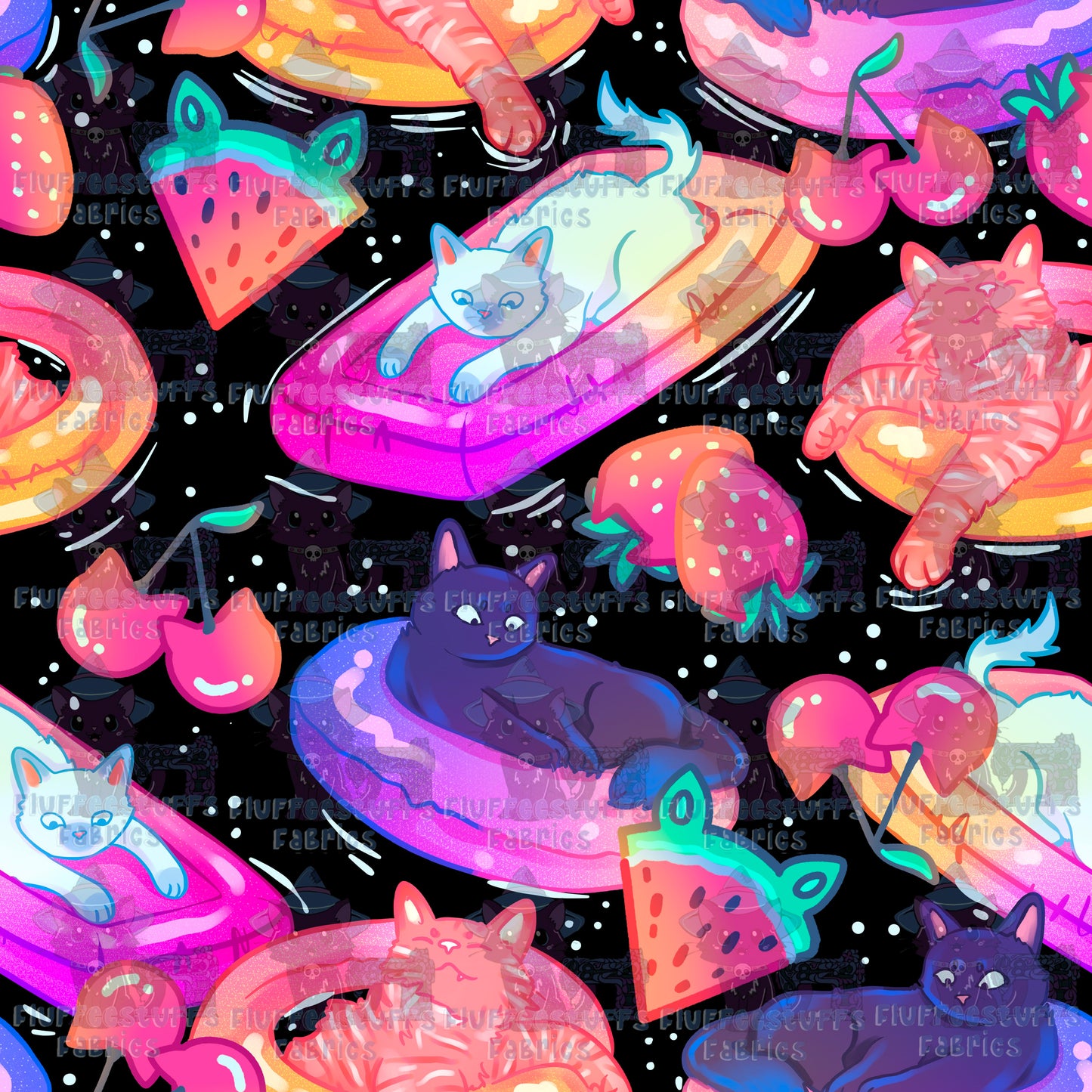Poolside Floaties Kitty Night