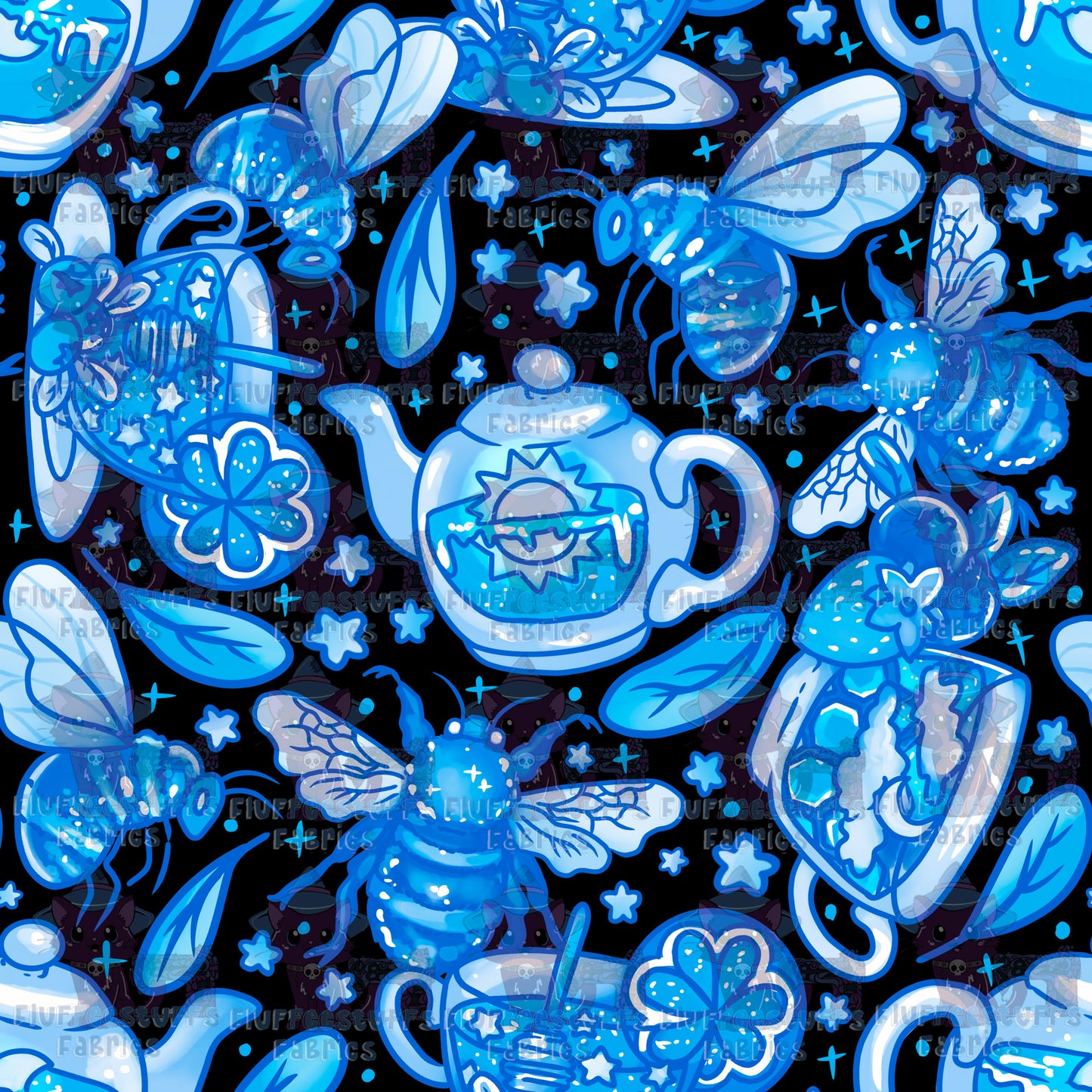 Porcelain Bees and Teas Dark Blue