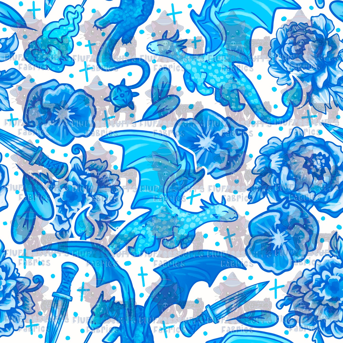 Porcelain Dragons Four Wing Classic Blue