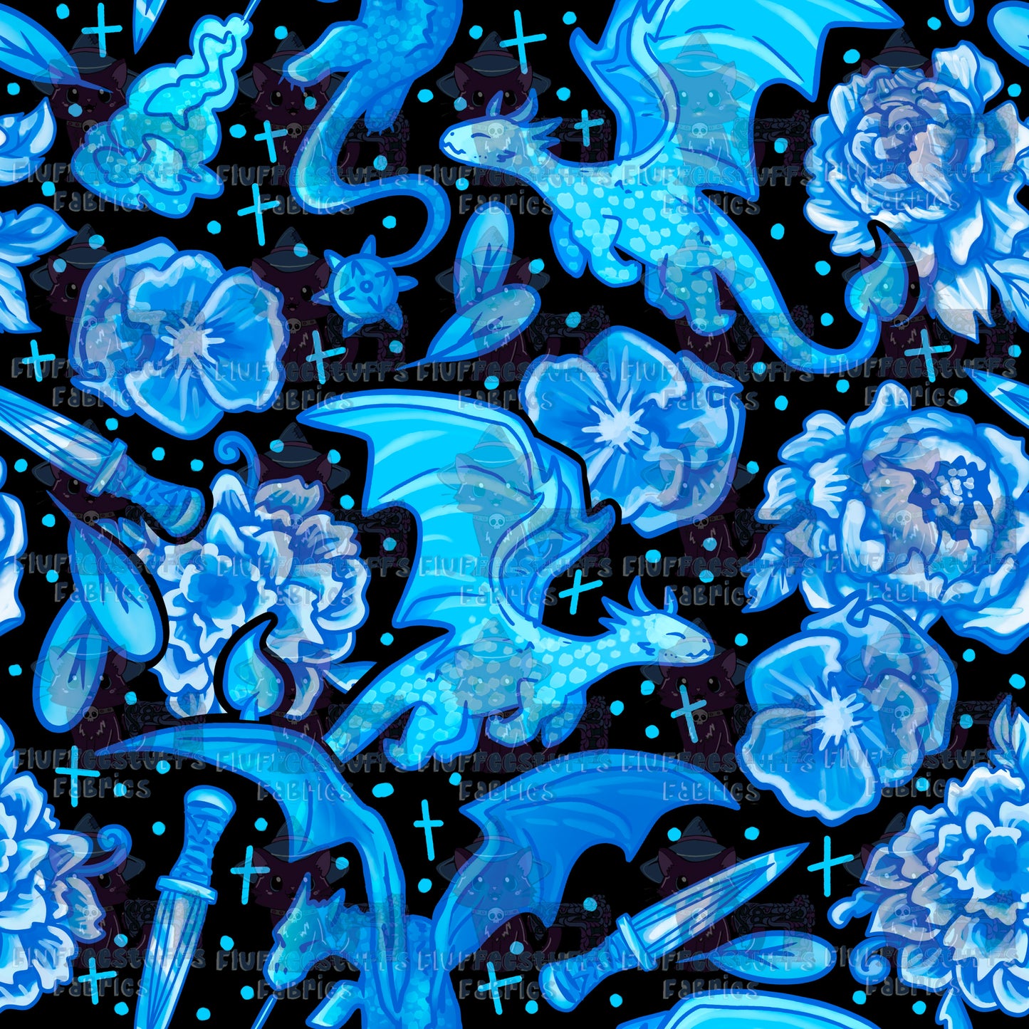 Porcelain Dragons Four Wing Dark Blue