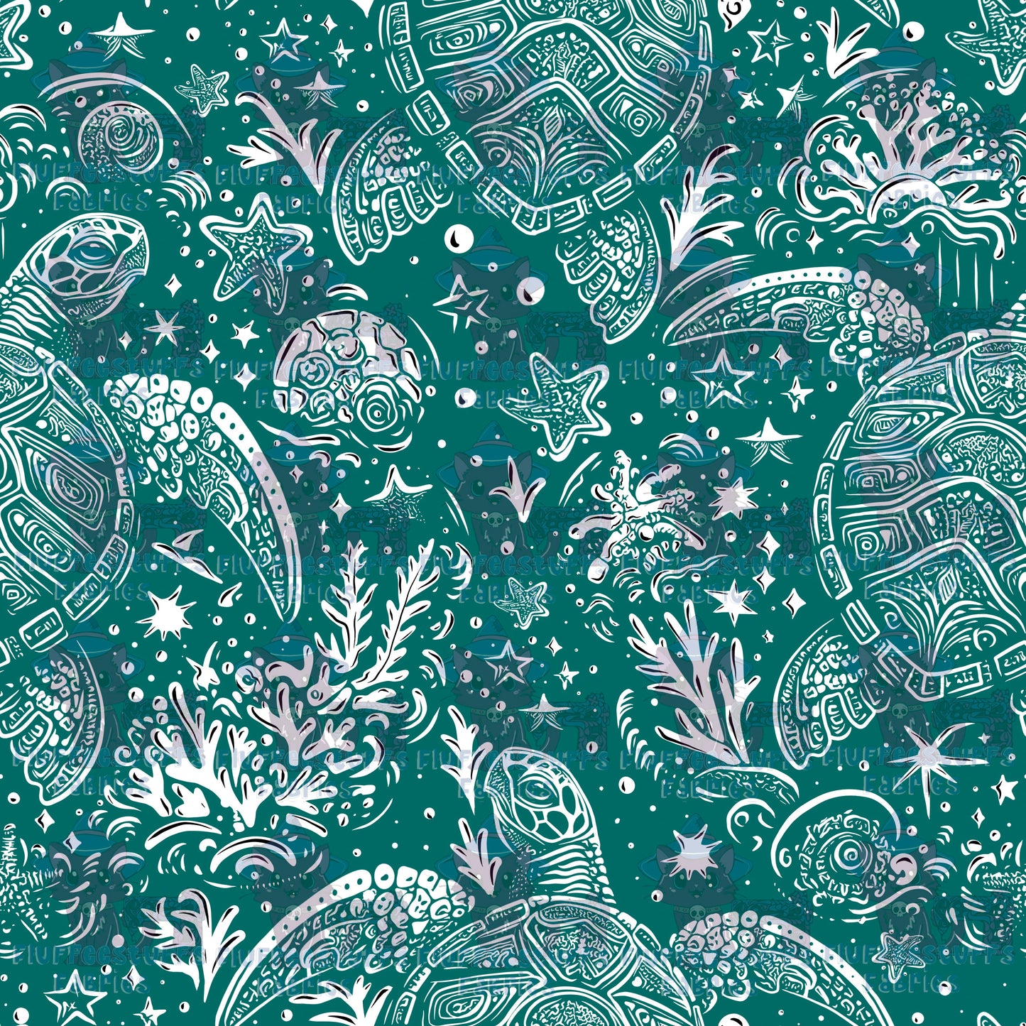 Sea Turtles on Teal