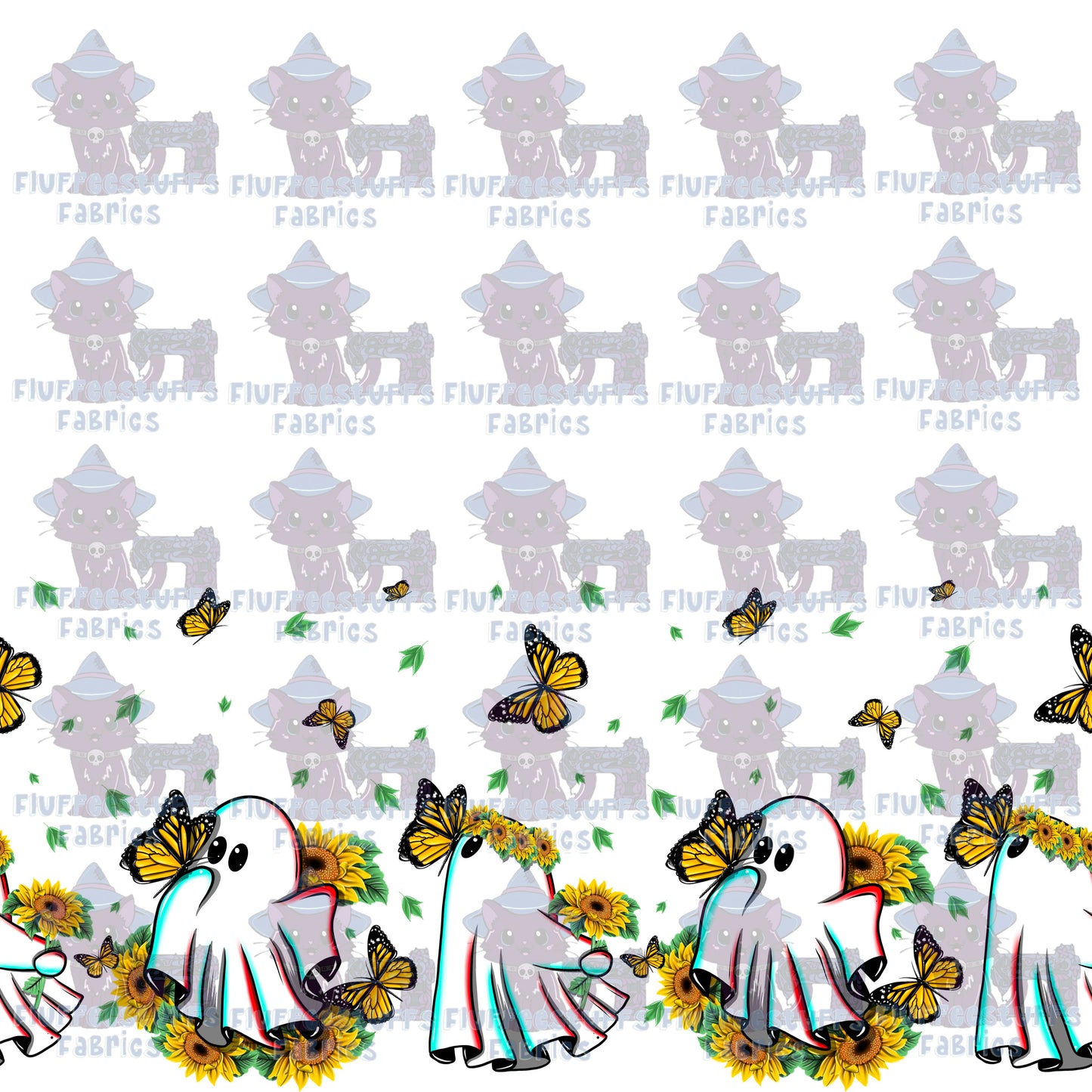 Sunflower Ghost Border Print A