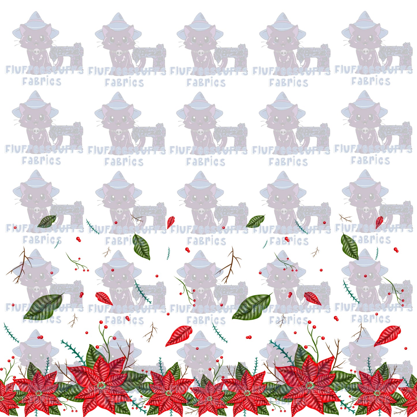 Border Print Poinsettias White