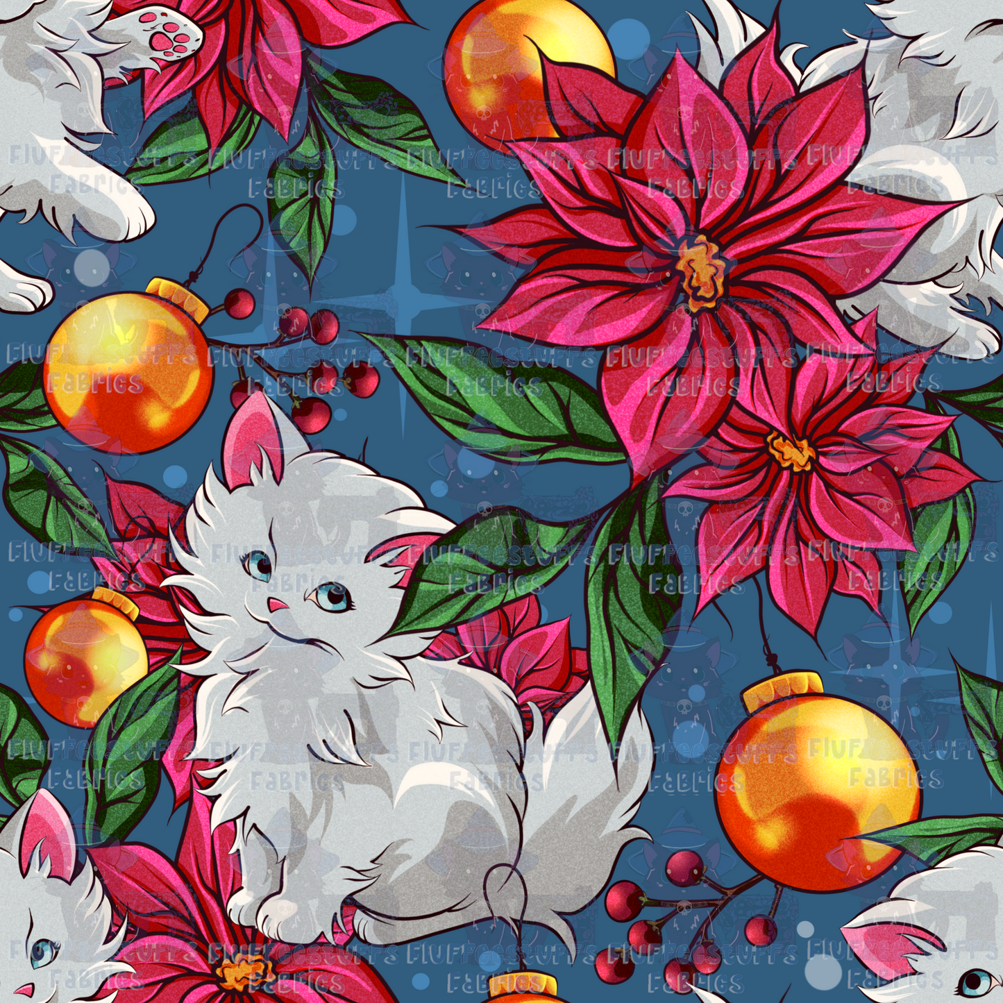 Christmas Kittens Blue