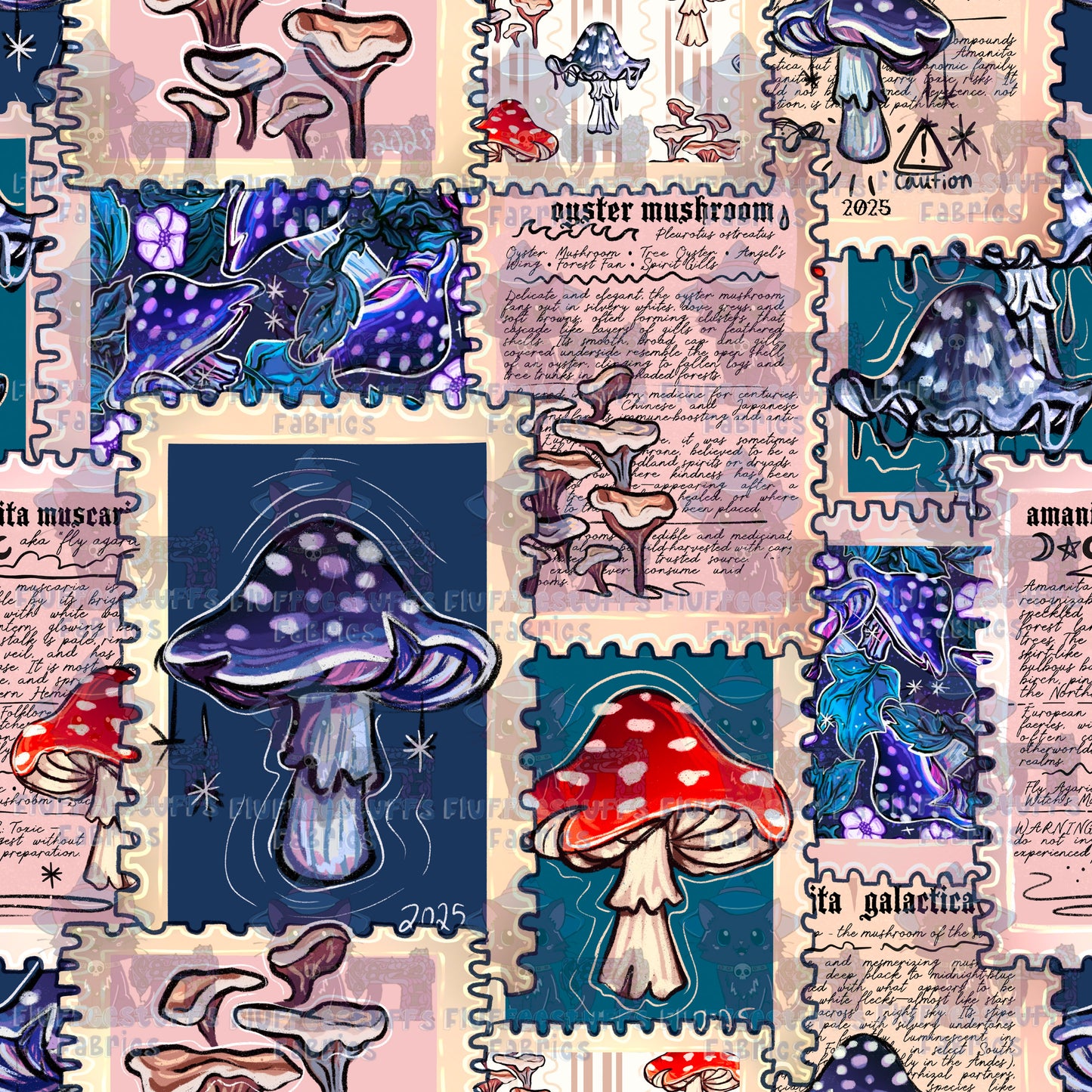 Vintage Mushrooms Stamp Collection