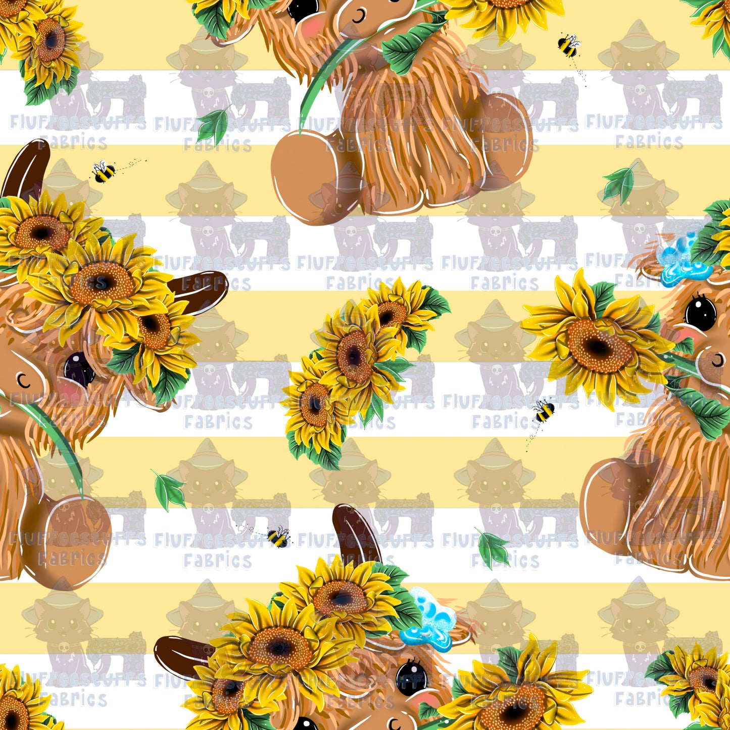 Adorable Highland Cow Golden Stripes