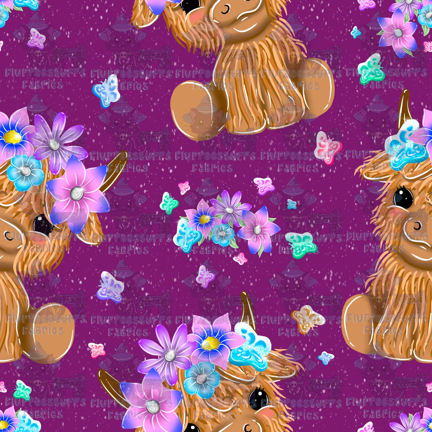 Adorable Highland Cow Purple
