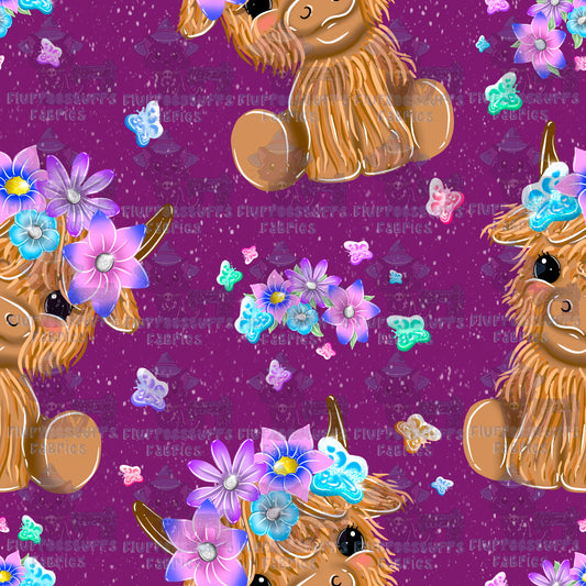 Adorable Highland Cow Purple