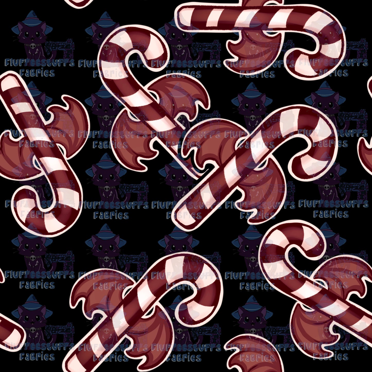 Haunted Candycanes Crimson