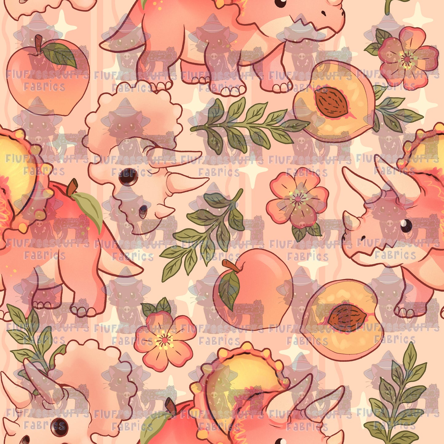 Hex Dinos Peach Triceratops