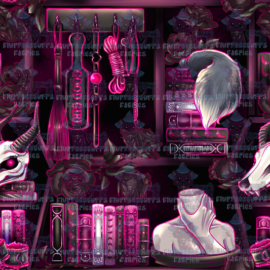 Library Shelves Dark Romance Pink