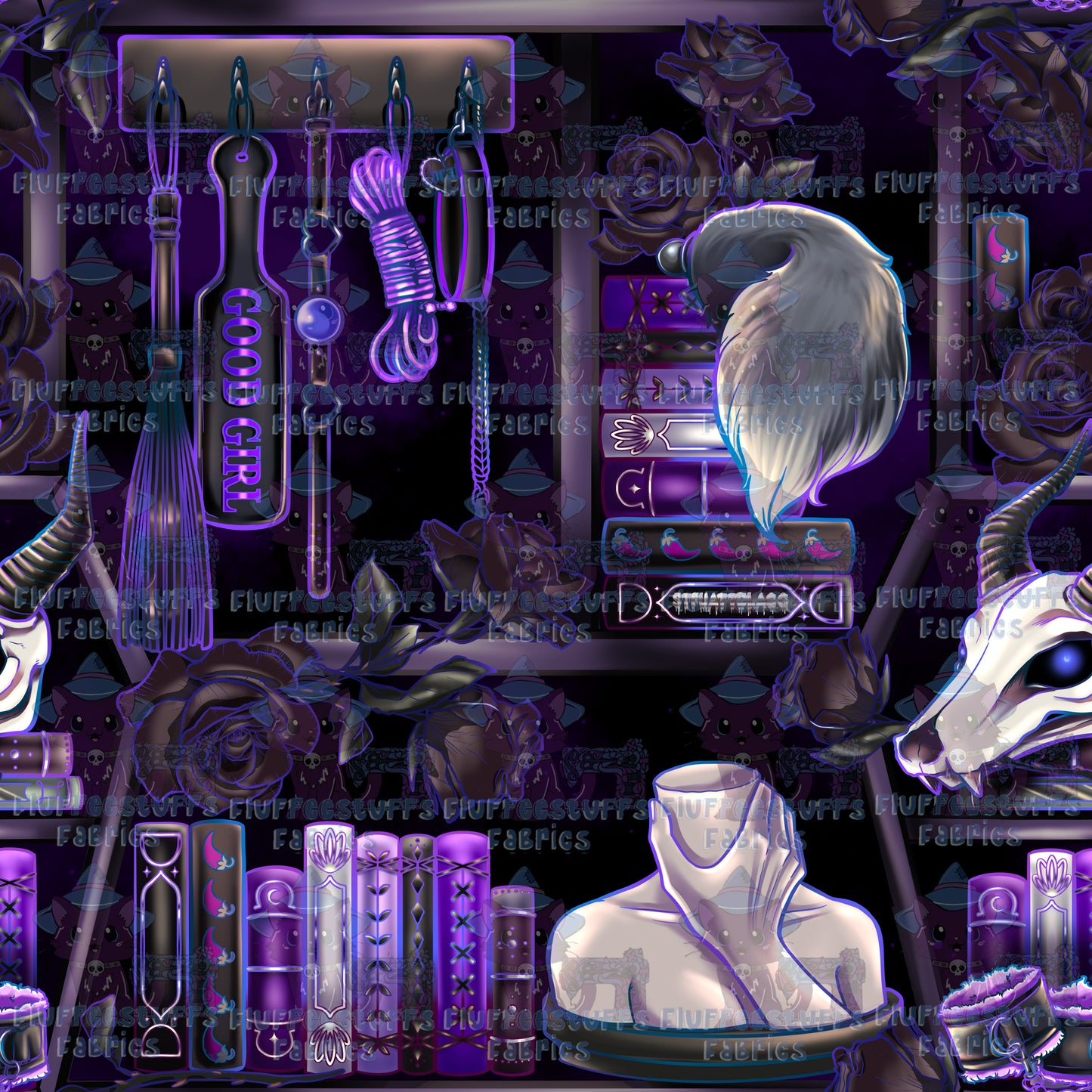 Library Shelves Dark Romance Purple
