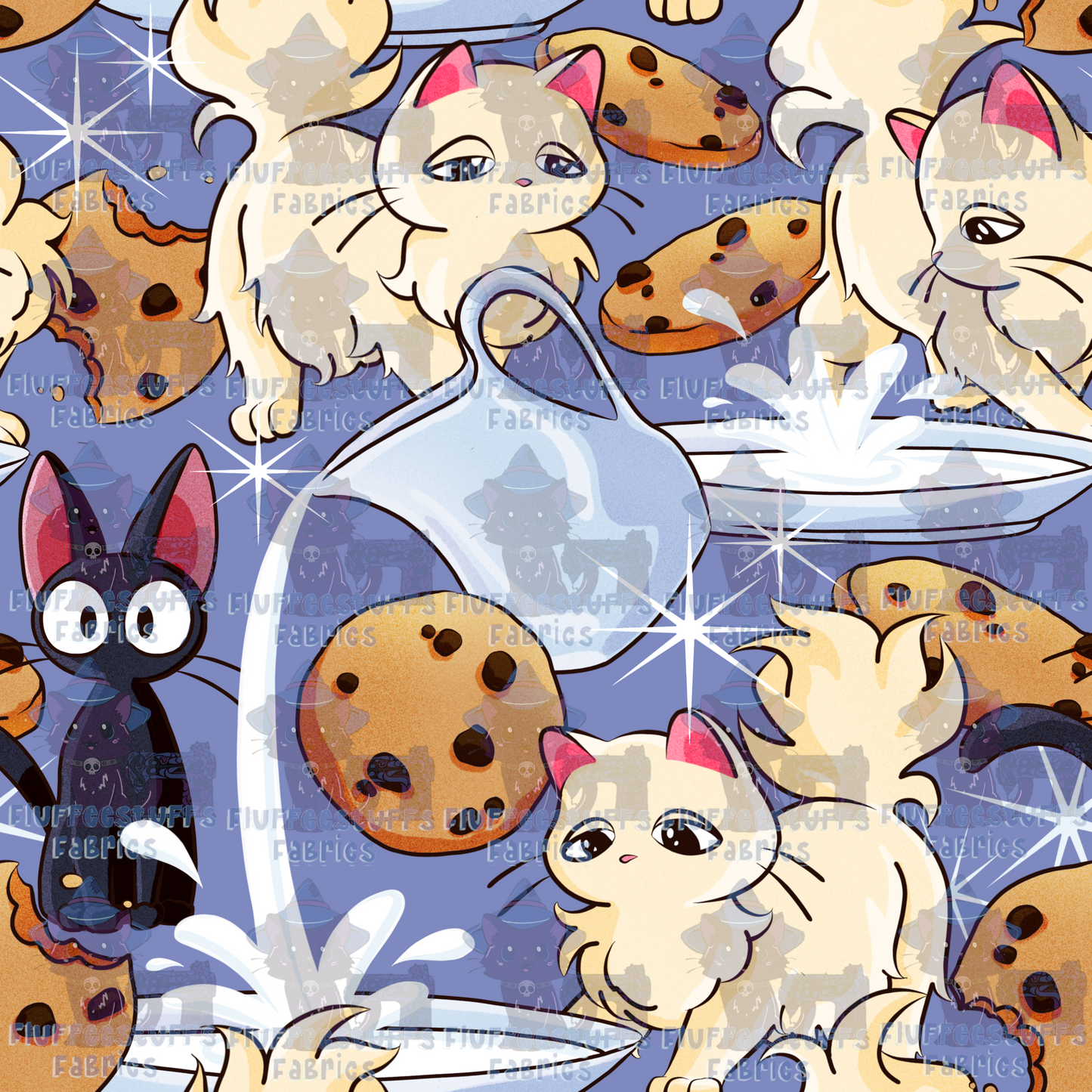 Kittens and Cookies Blue