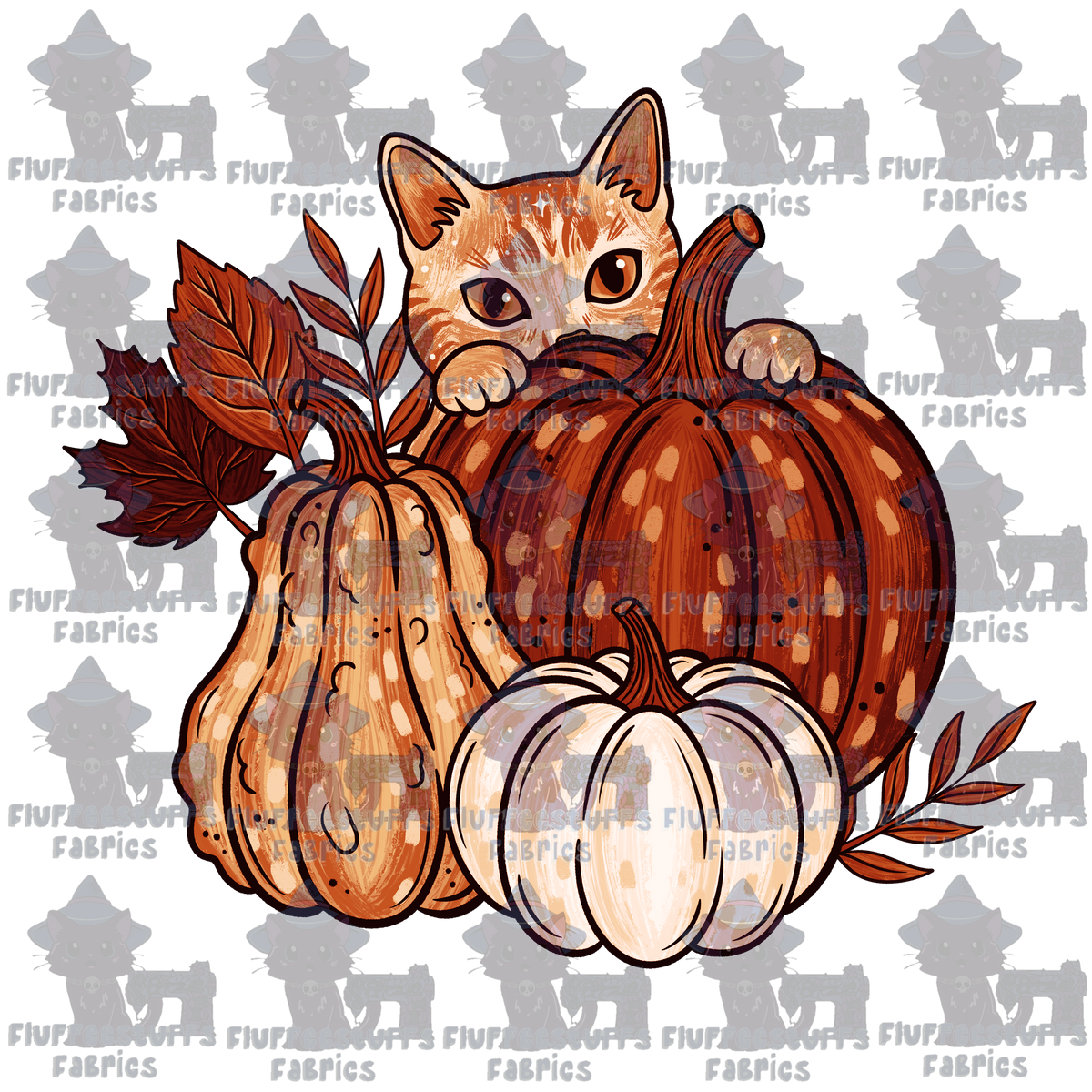 Panel Calico Kitty Pumpkin A
