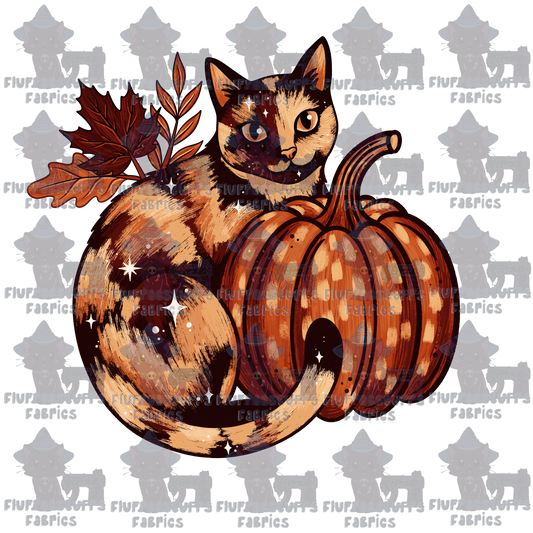 Panel Calico Kitty Pumpkin B