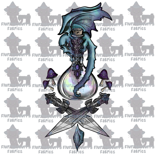Panel Dragon Bottle Swords