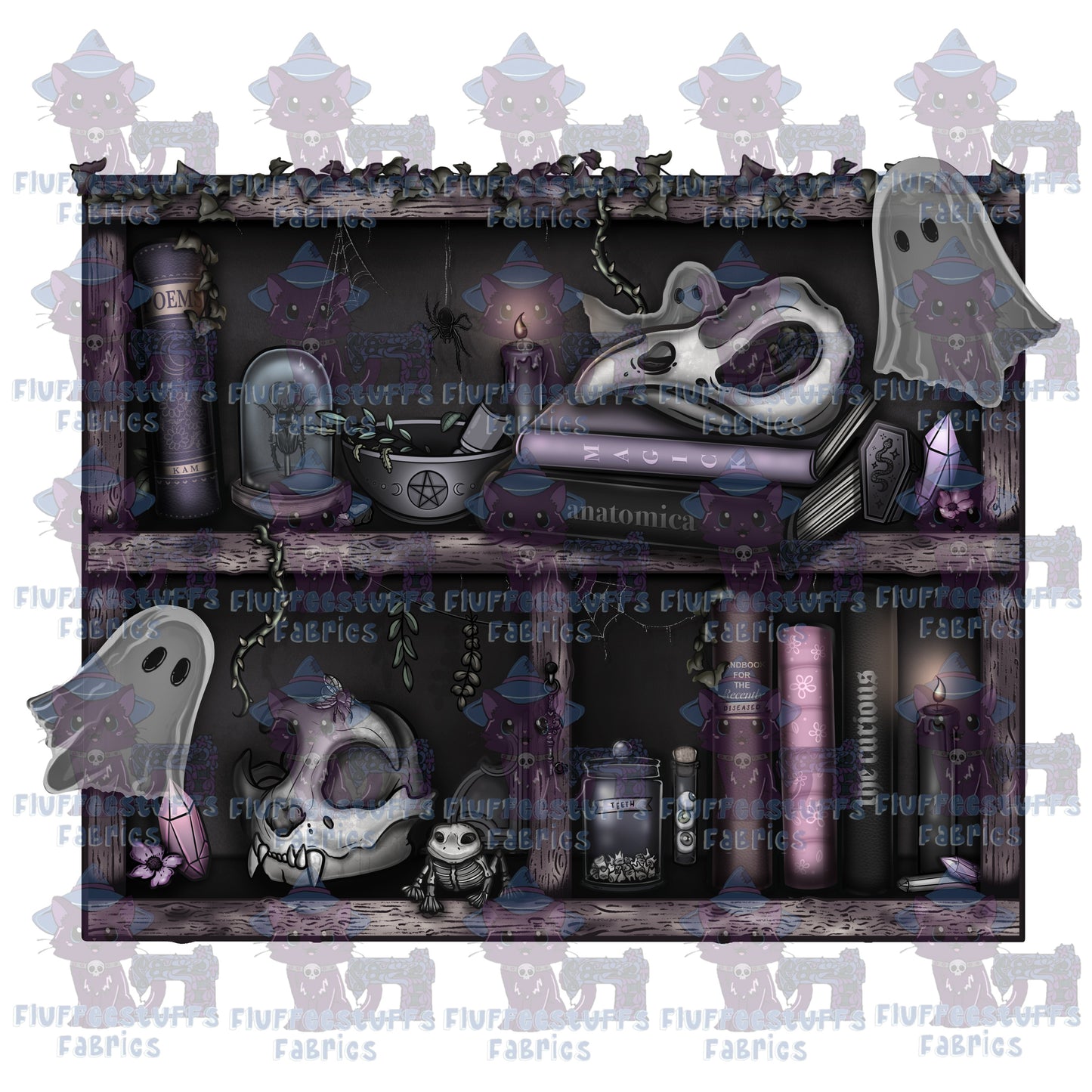Panel Library Shelves Haunted Curios