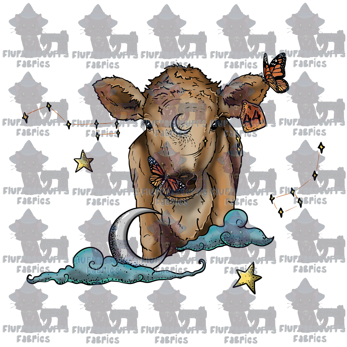 Panel Moon Cow and Stars
