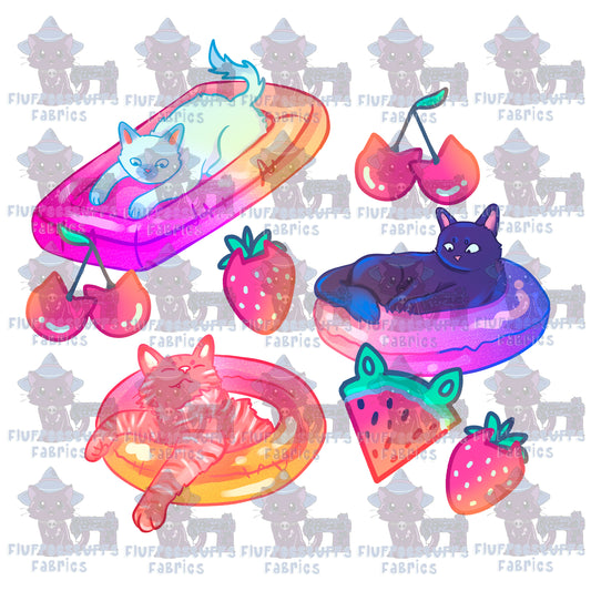 Panel Poolside Floaties Kitty