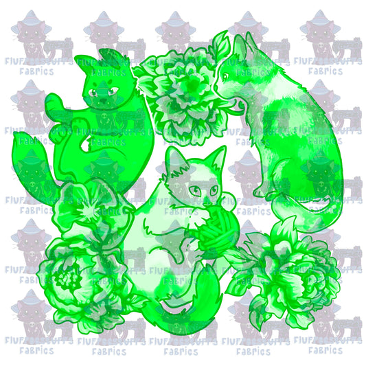 Panel Porcelain Cats Uranium Green