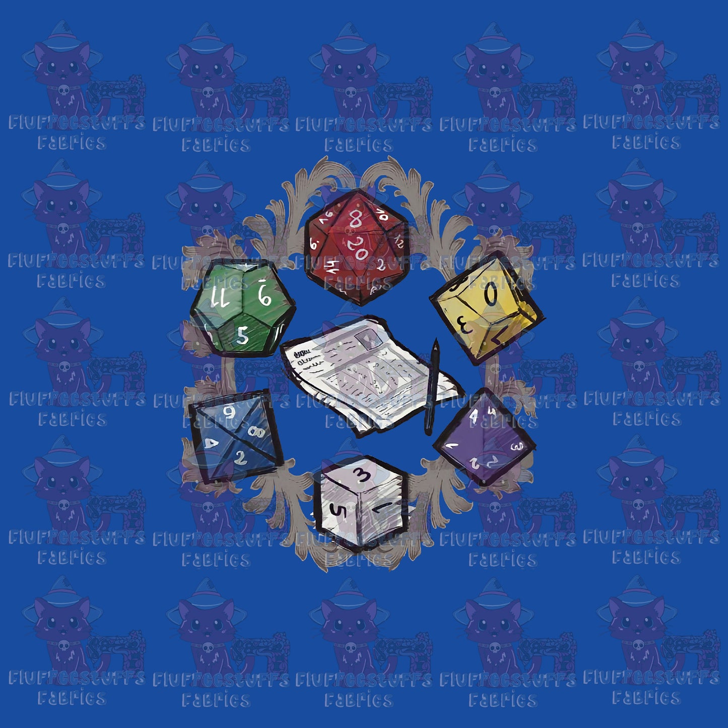 Panel Sketch Dice Blue