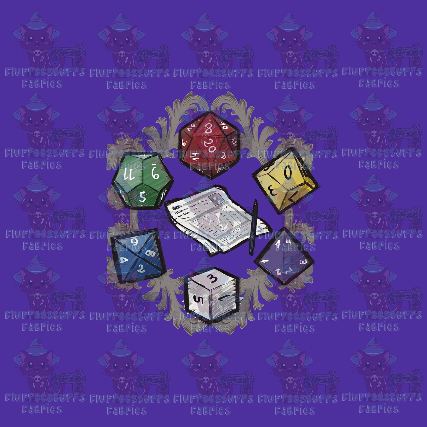 Panel Sketch Dice Purple