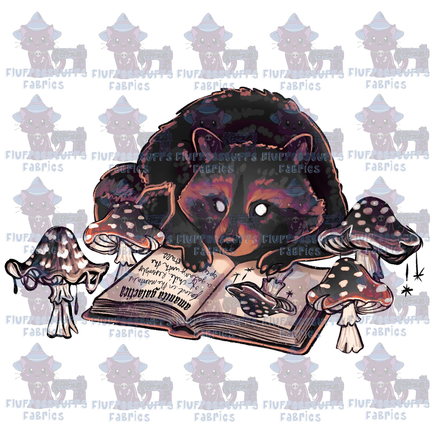 Panel Vintage Mushroom Raccoon B