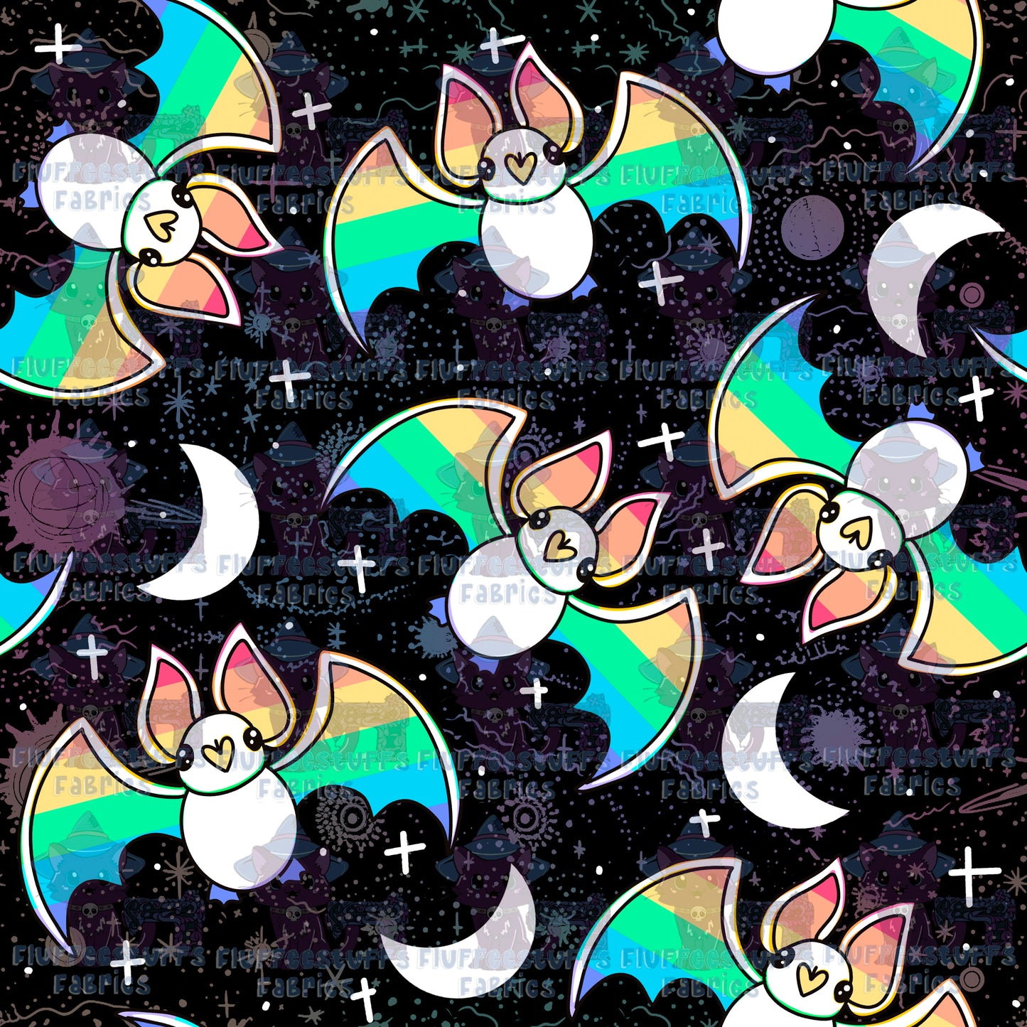 Pastel Bats Vivid Rainbow