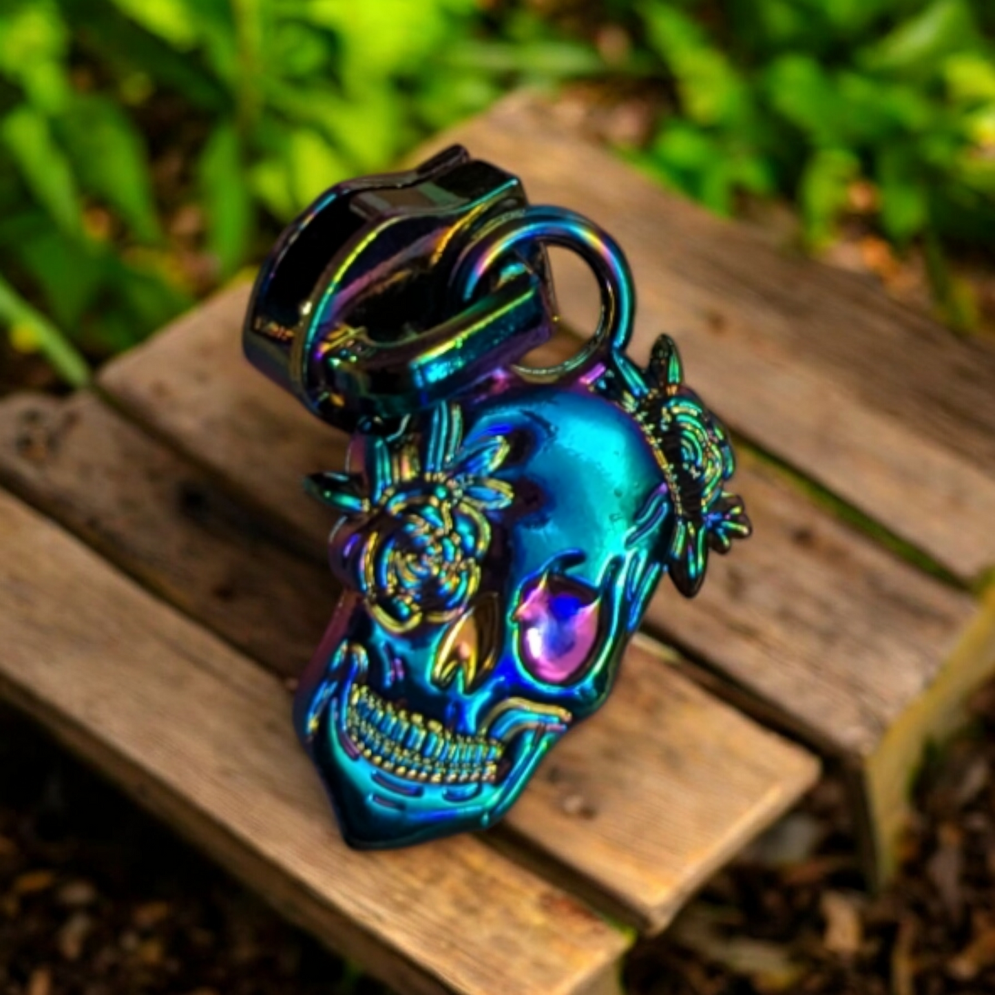 #5 Floral Skull Zipper Pulls