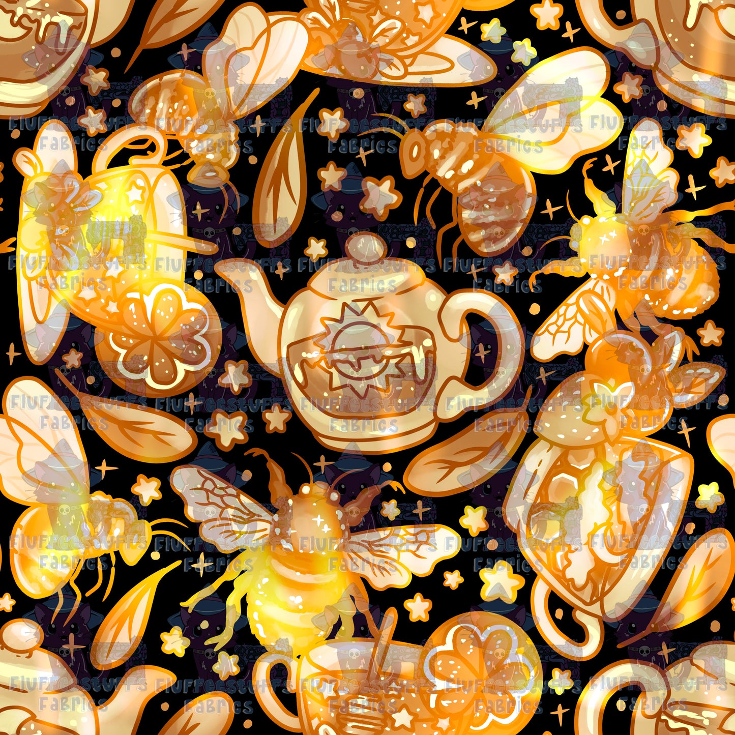 Porcelain Bees and Teas Golden Glass