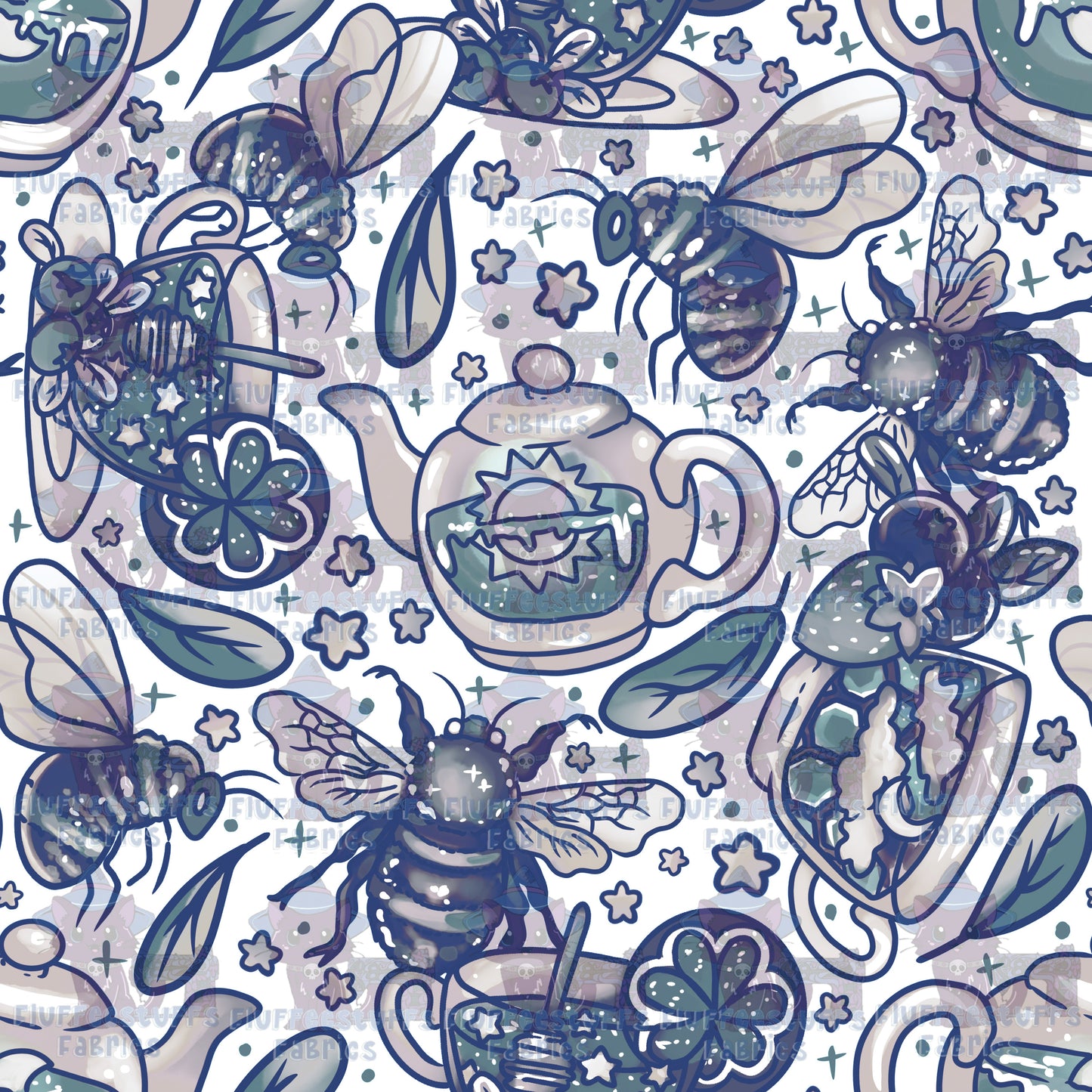 Porcelain Bees and Teas Minted