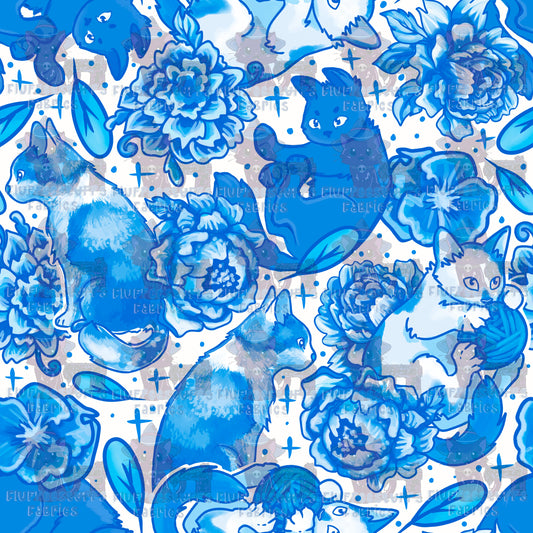 Porcelain Cats Classic Blue