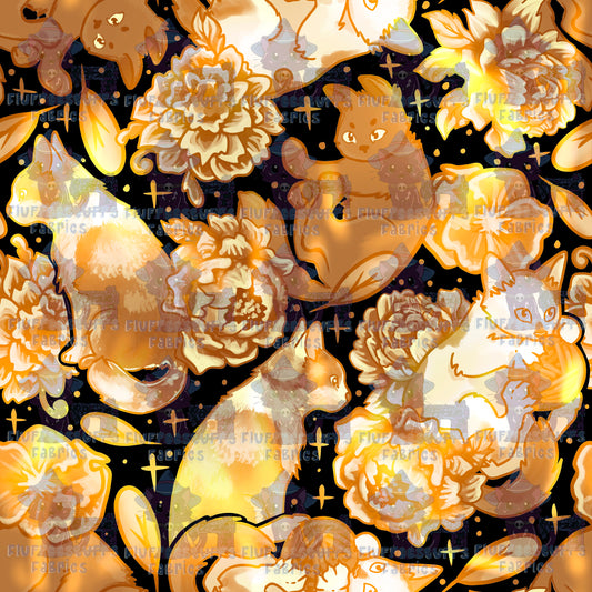 Porcelain Cats Golden Glass