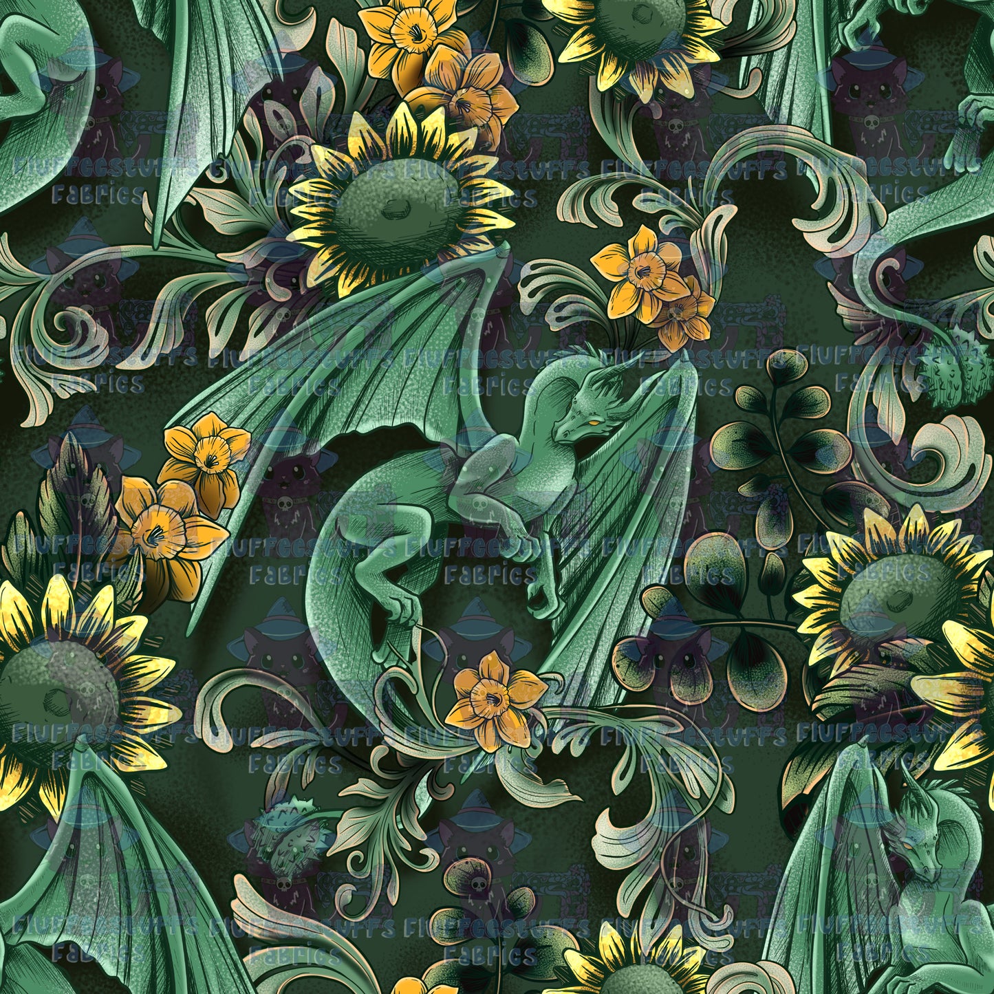 Porcelain Dragons Green Club Tail