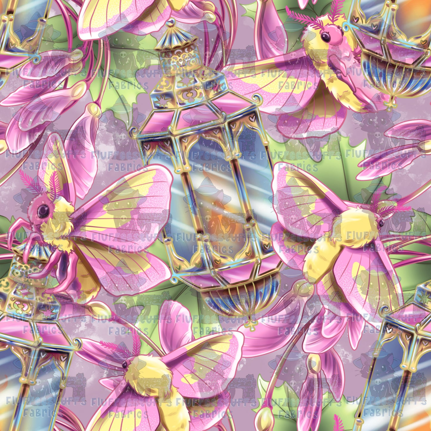 Rosy Maple Moths and Lanterns Pink